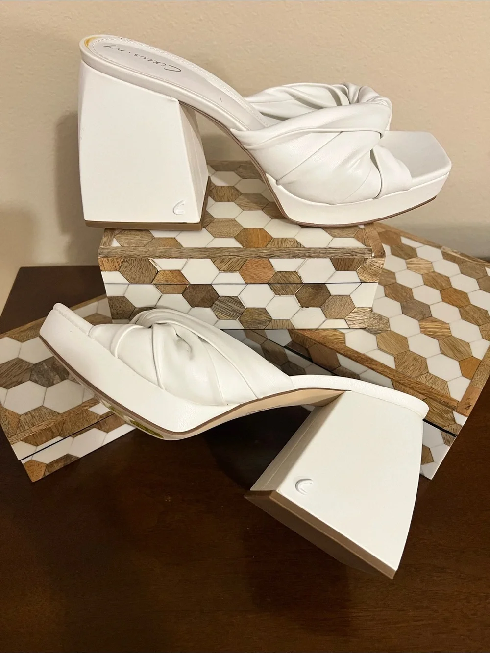Circus by Sam Edelman White “Marianna” Knot-Front Platform Block Heel Sandal NWT